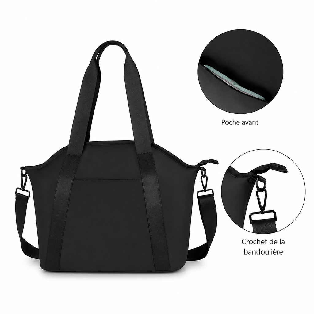 Sac à langer cabas noir élégant et pratique