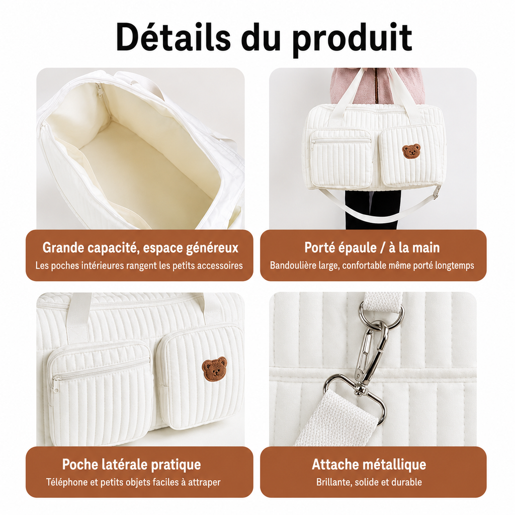 détails du produit sac a langer avec motifs ourson 