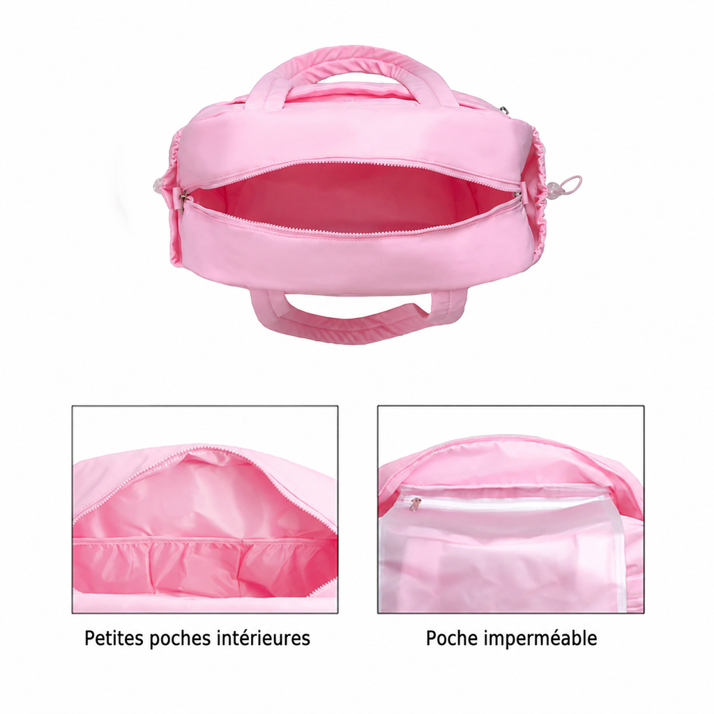 Poche zippée séparée du sac à langer pour documents et petits objets