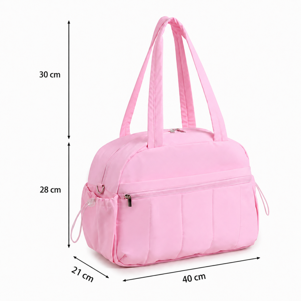 Sac à langer fourre-tout rose avec grande capacité