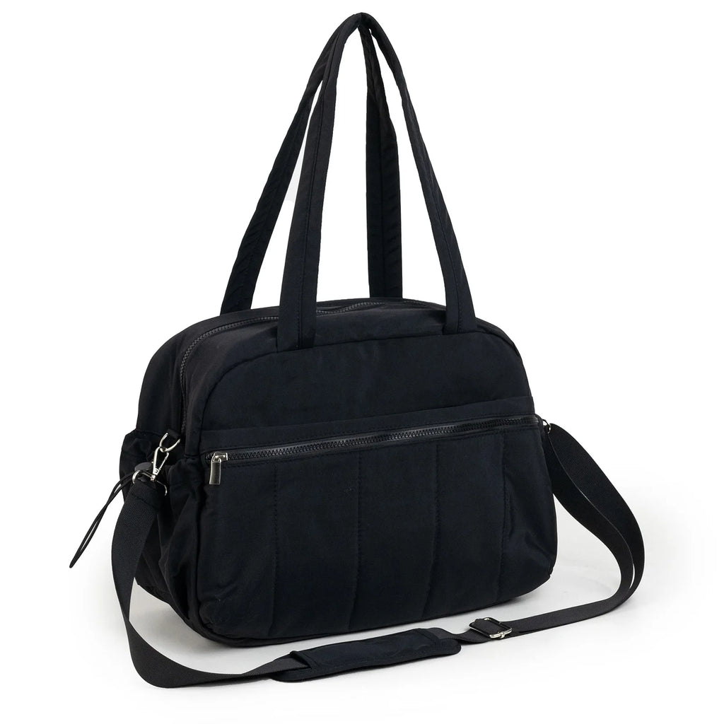 Sac à langer fourre-tout noir avec plusieurs compartiments