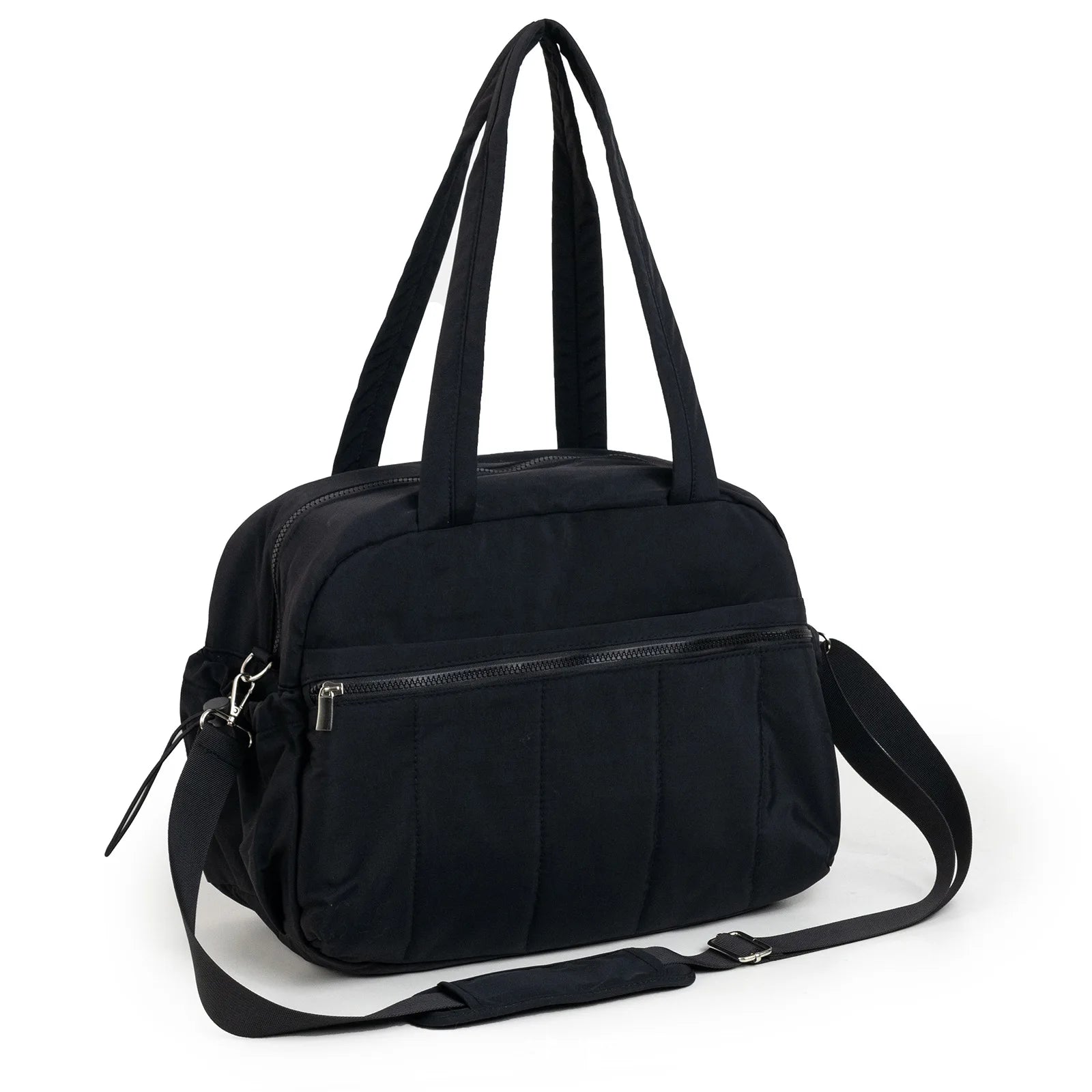 Sac à langer fourre-tout noir avec plusieurs compartiments