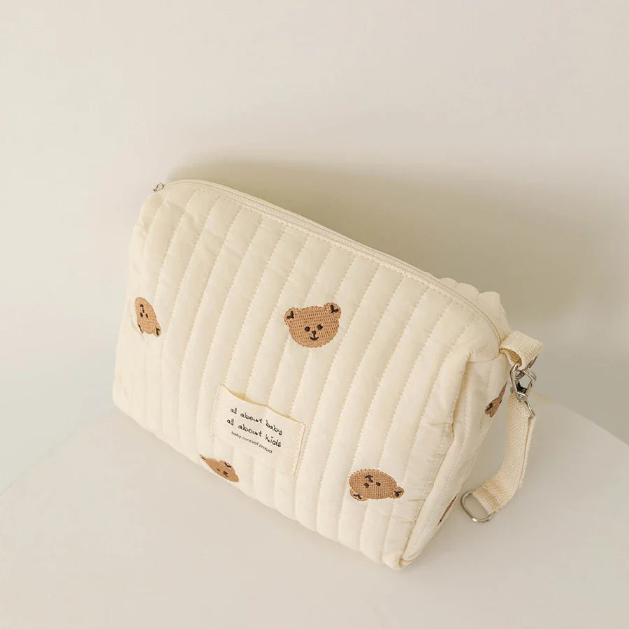 🎁 Pochette à couches matelassée motif ourson