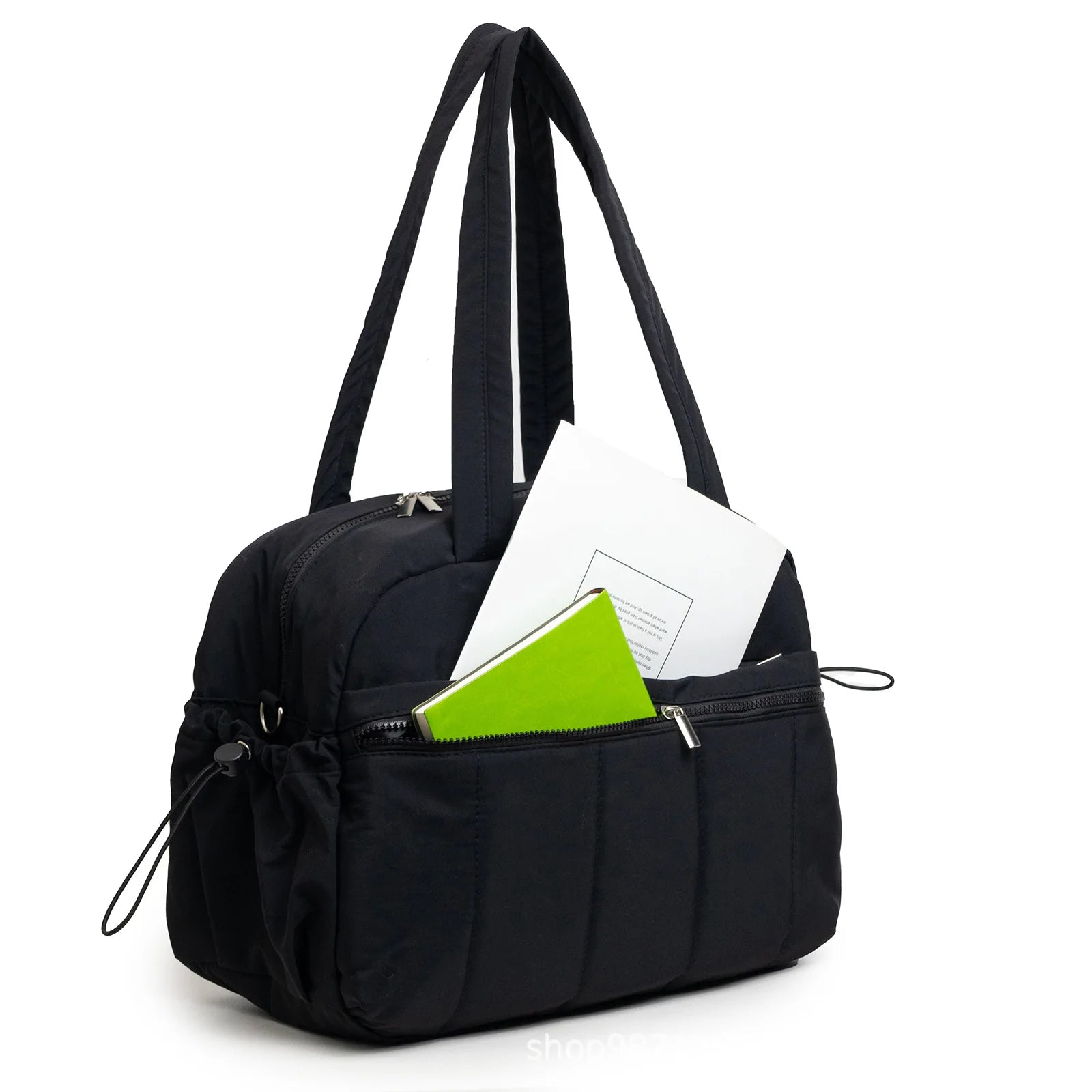 Sac à langer fourre-tout noir avec plusieurs compartiments