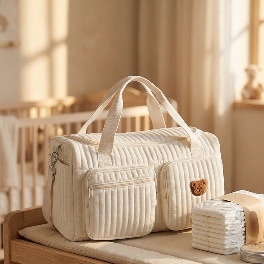 Sac à langer matelassé motif ourson