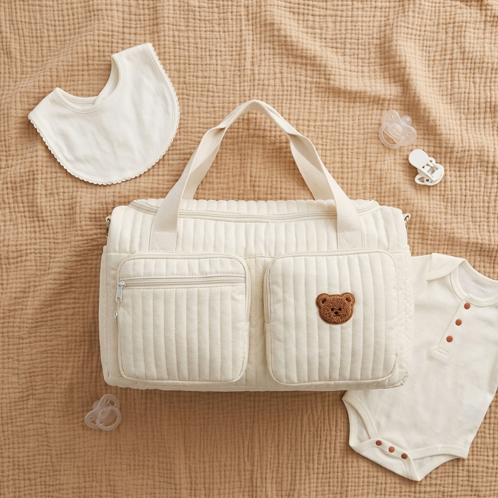 Sac à langer matelassé motif ourson
